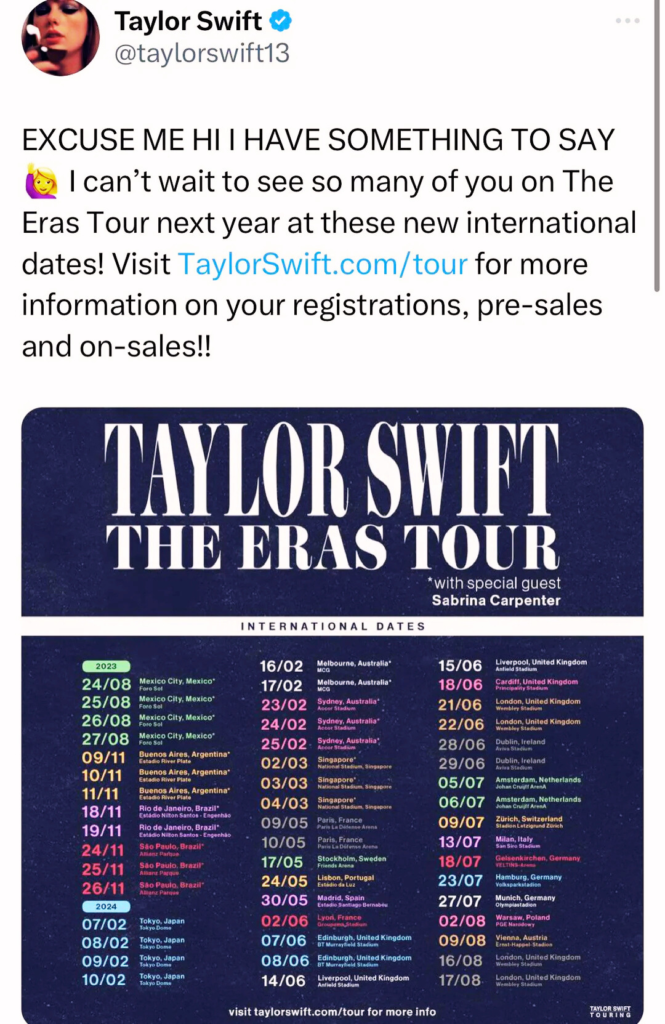 Taylor Swift Concert Upcoming Dates